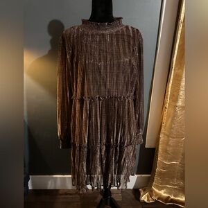 long shimmery brown dress